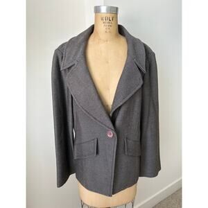St John Loosely Structured Herringbone Blazer in Black and Gray size M/L